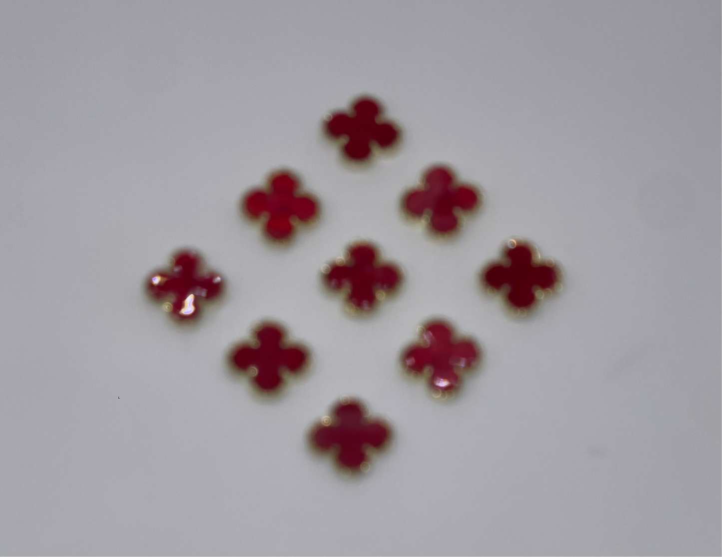 Four Leaf Clover Luxury Charm- Red 10 pcs