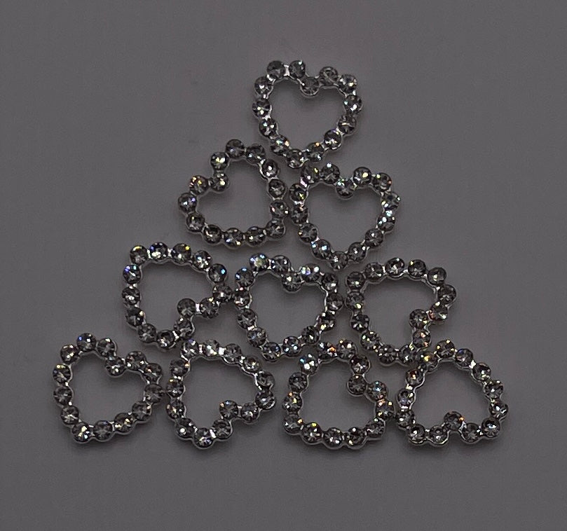 Rhinestone Heart Outline- silver