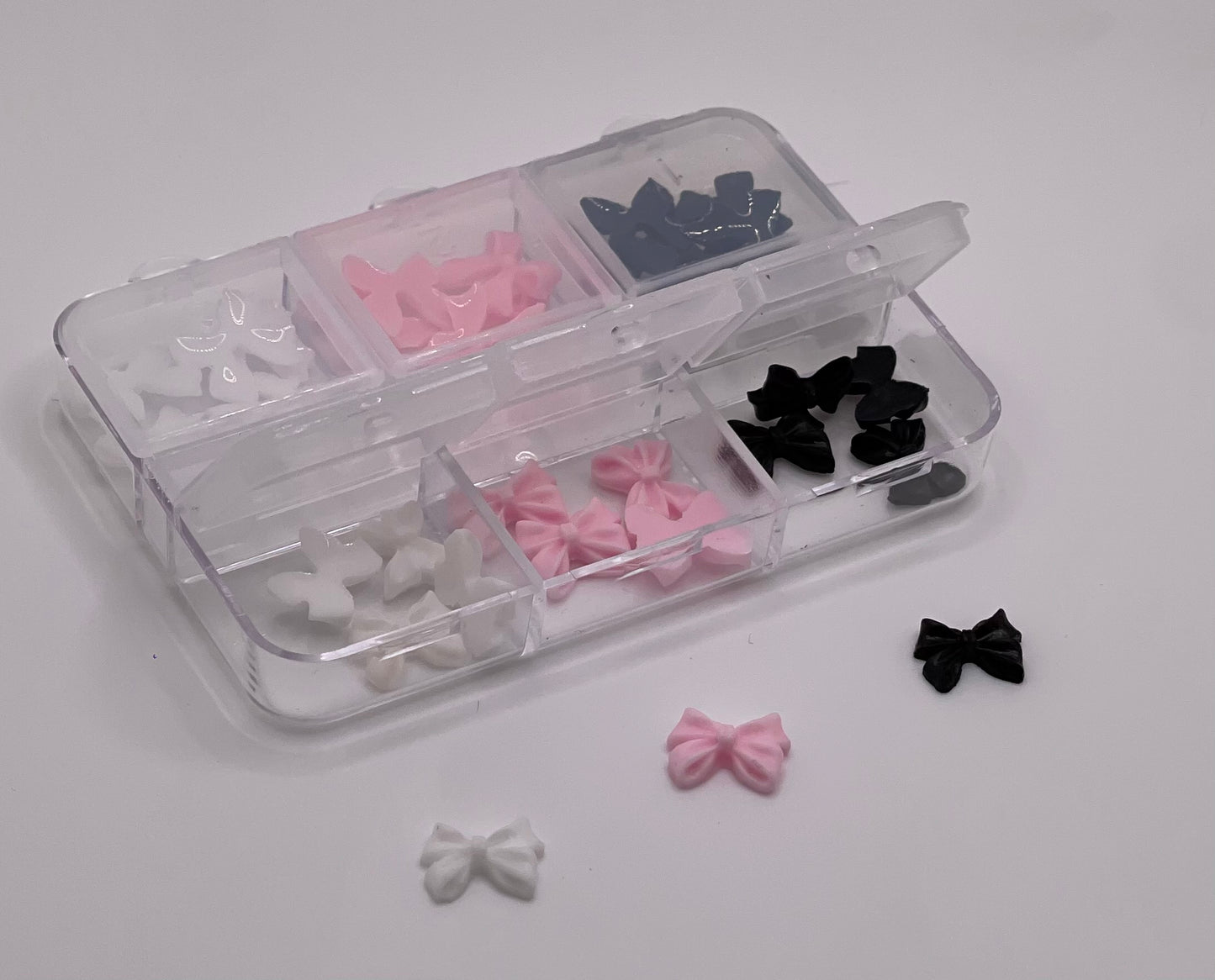 Ribbon Bows - Pink/White/Black (30pcs)