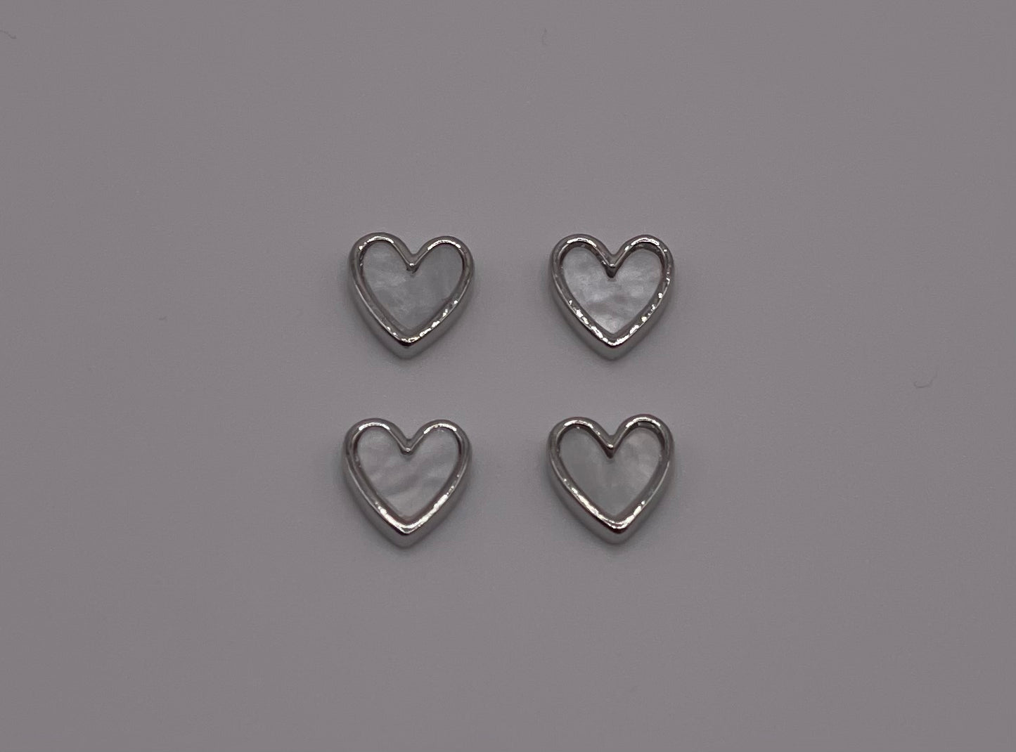 Silver/Pearl white Heart Charm