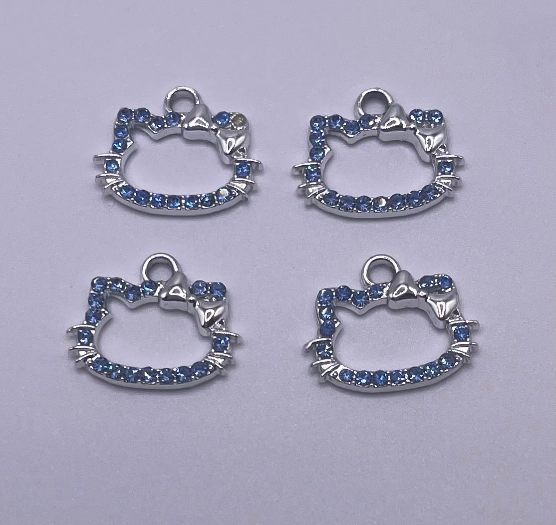 Hello Kitty Outline with Rhinestones- Blue