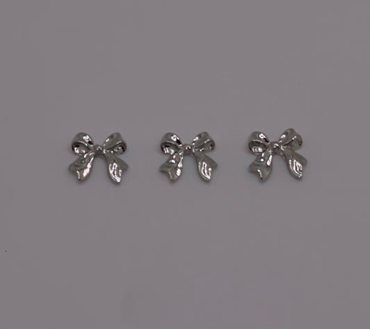 Chrome Silver Ribbon Charms (4pcs)