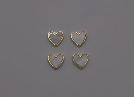 Gold/Pearl white Heart Charm