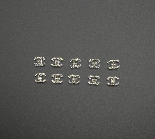 Luxury Chanel Charms w/ Clear Crystals- 10pcs