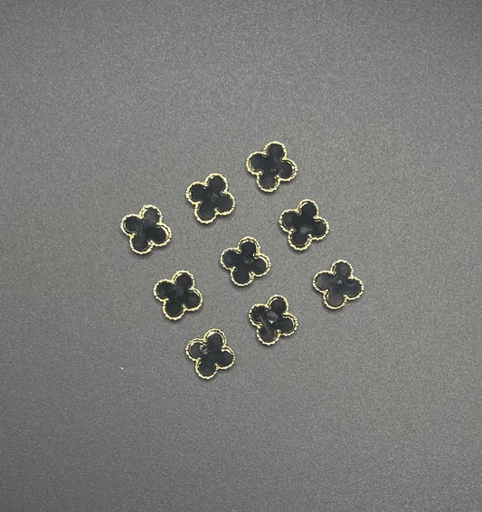 Four Leaf Clover Luxury Charm- Black 10pcs