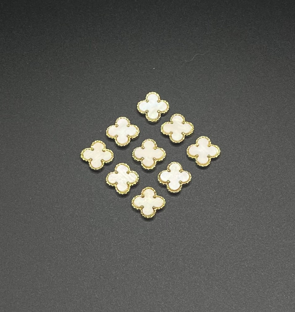 Four Leaf Clover Luxury Charm- White 10pcs