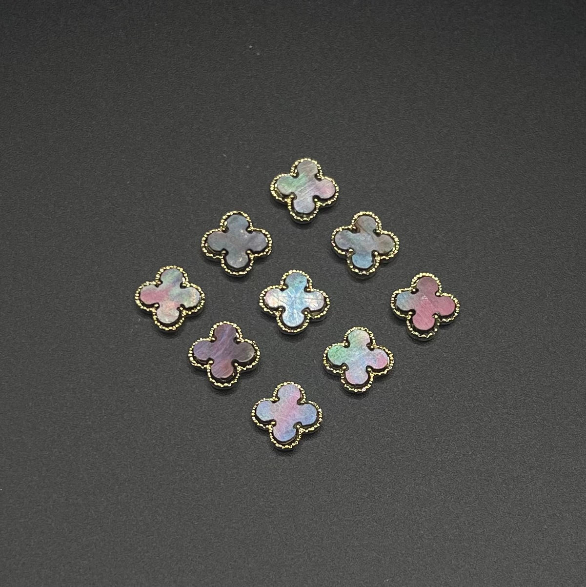 Four Leaf Clover Luxury Charm- Chamelon Blue 10pcs