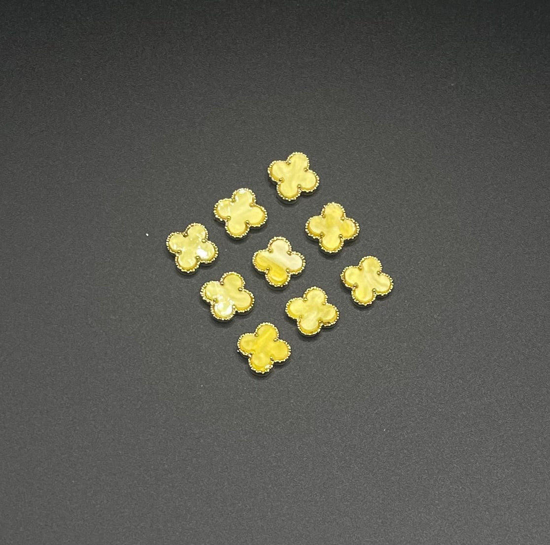 Four Leaf Clover Luxury Charm- Yellow 10pcs