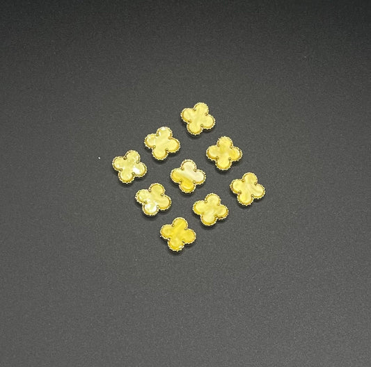 Four Leaf Clover Luxury Charm- Yellow 10pcs