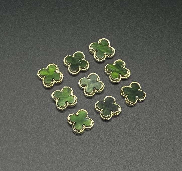 Four Leaf Clover Luxury Charm- Emerald 10 pcs