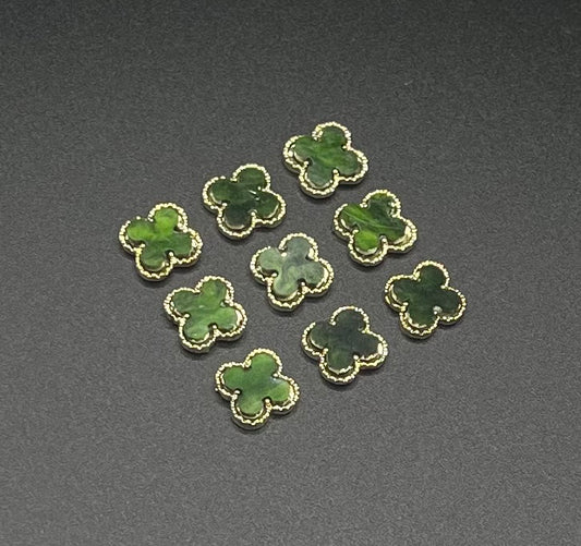 Four Leaf Clover Luxury Charm- Emerald 10 pcs