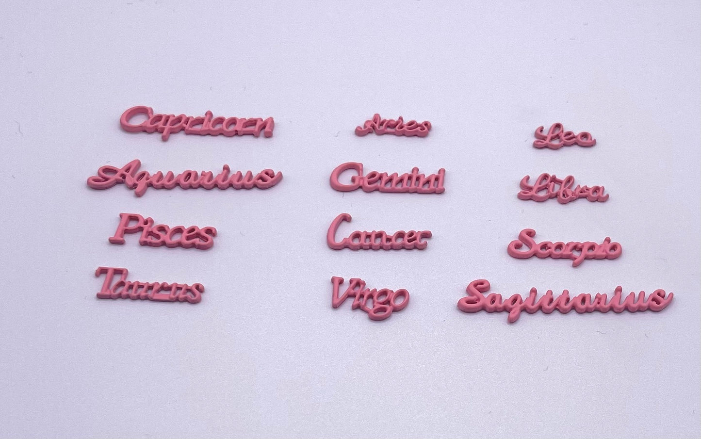 Horoscope word Charms -Pink 12 pcs