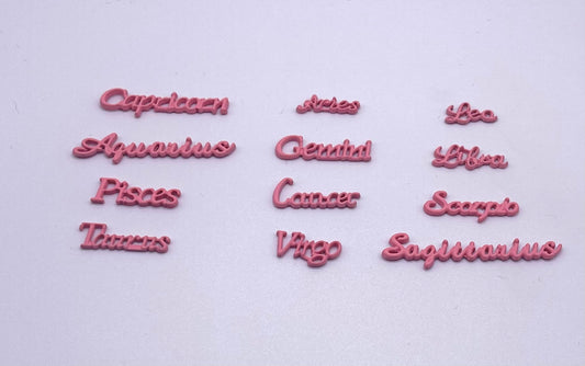 Horoscope word Charms -Pink 12 pcs